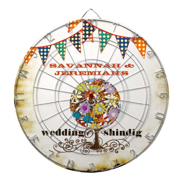Tablero De Dardos Country Chic Rustic Circle of Love Dart Board (Frente)