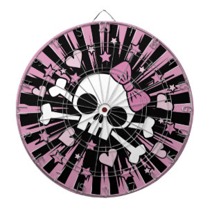 Tablero De Dardos Crânio bonito e Crossbones de Girlie