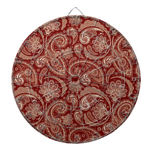 Tablero De Dardos Crimson Red E Beige Creme Vintage Paisley