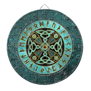 Tablero De Dardos Cruz celta decorativa - e alfabeto dos Runes