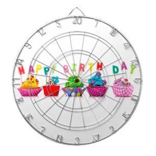 Tablero De Dardos Cupcakes do feliz aniversario