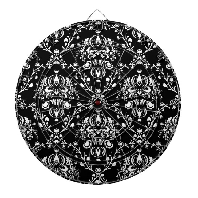 Tablero De Dardos Damasco preto e branco (Frente)