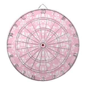 Tablero De Dardos Damasco Rosa e Branco