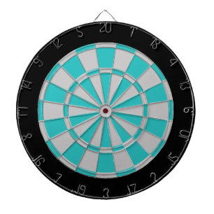 Tablero De Dardos Dart Board: Cinzas De Prata, Turquesa E Preto