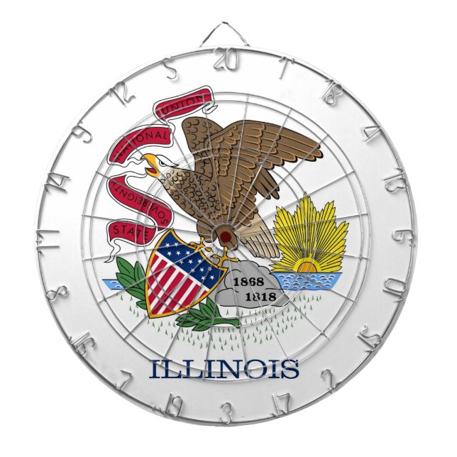Tablero De Dardos Dartboard with Flag of Illinois, EUA (Frente)