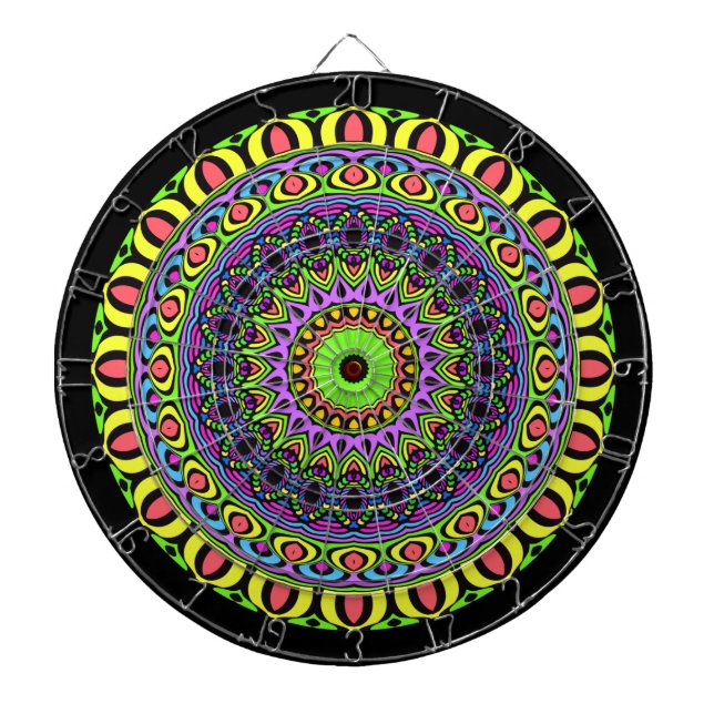Tablero De Dardos DARTs Mandala - neon 1 (Frente)