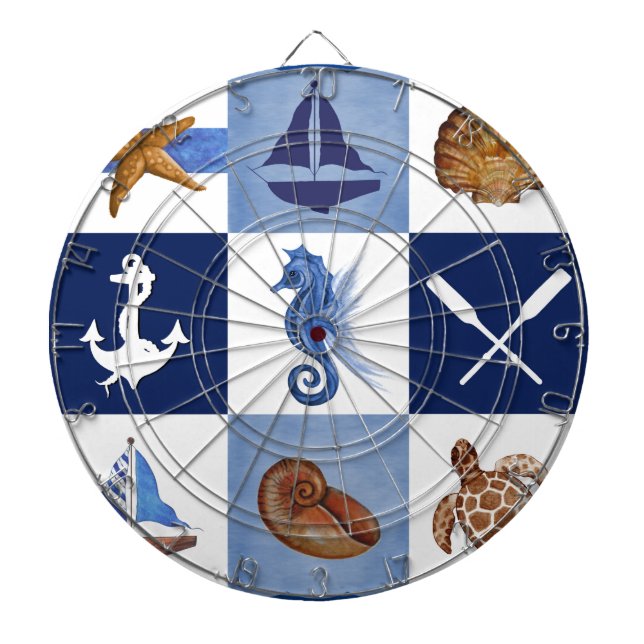 Tablero De Dardos Designs do oceano náutico (Frente)