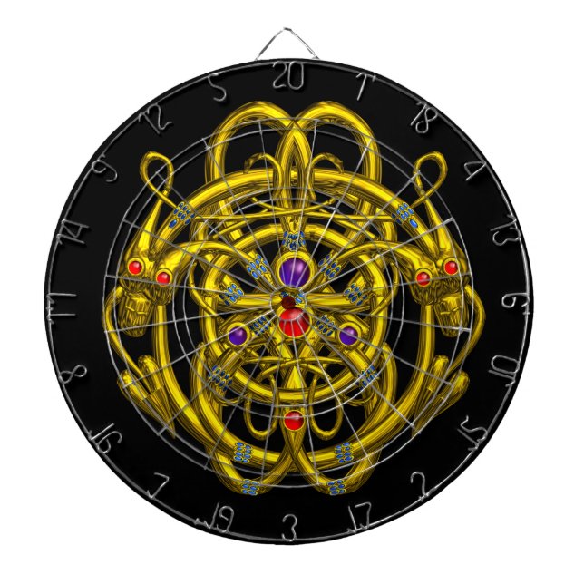Tablero De Dardos DOURADOS DRAGÕES DE GÊMEOS,Preto (Frente)