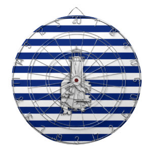 Tablero De Dardos Farol de Cromo em Stripes Náuticas