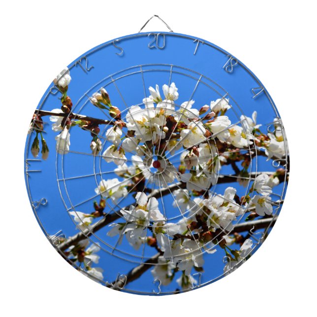 Tablero De Dardos Flor floral branco de primavera (Frente)