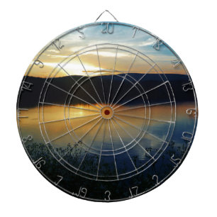 Tablero De Dardos Flor selvagem, pôr de sol azul