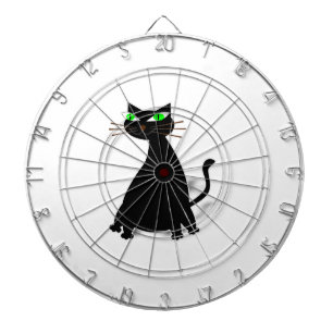 Tablero De Dardos Gato Gordo Preto Com Olhos Verdes