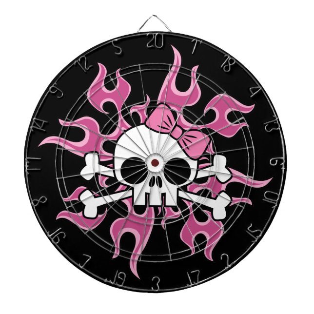 Tablero De Dardos Girlie Flaming Skull (Frente)
