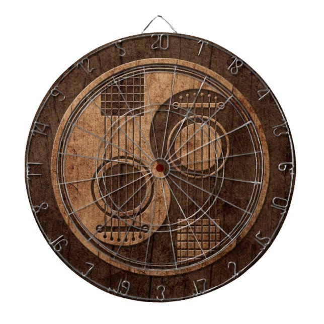 Tablero De Dardos Guitarra acústicas Yin Yang com efeito de madeira (Frente)