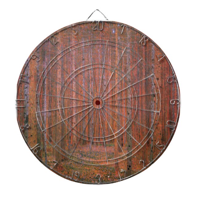 Tablero De Dardos Gustav Klimt Fir Forest Tannenwald árvores vermelh (Frente)