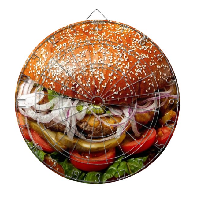 Tablero De Dardos hambúrguer de cheeseburger novelado com comida eng (Frente)