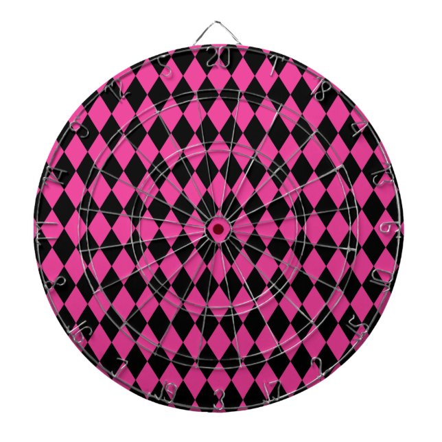 Tablero De Dardos Harlequin rosa-quente e preto (Frente)