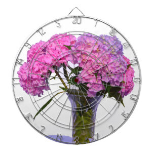Tablero De Dardos Hydrangeas Rosa e Azul