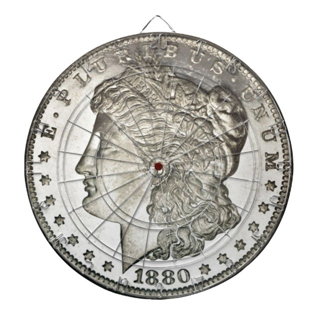 Tablero De Dardos Imagem do Dólar Morgan Silver no Dartboard (Frente)