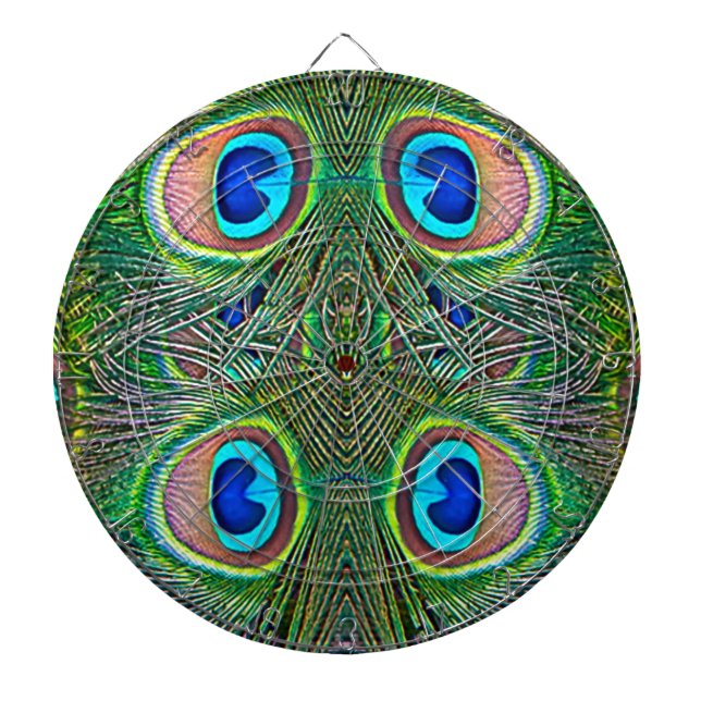 Tablero De Dardos Impressão de Caleidoscópio de Penas de Pavão (Frente)
