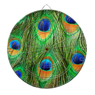 Tablero De Dardos Impressão de Penas de Peacock Coloridas
