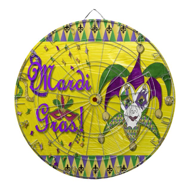 Tablero De Dardos Jester Mask Mardi Gras Harlequin (Frente)