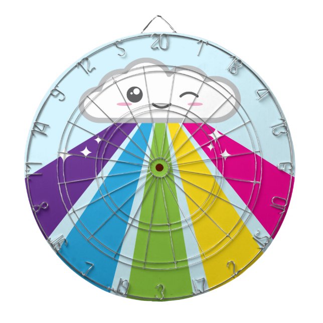 Tablero De Dardos Kawaii Cloud e Rainbow Dart Board (Frente)