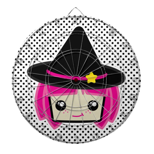 Tablero De Dardos Kawaii Pink Haired Witch Dart Board (Frente)
