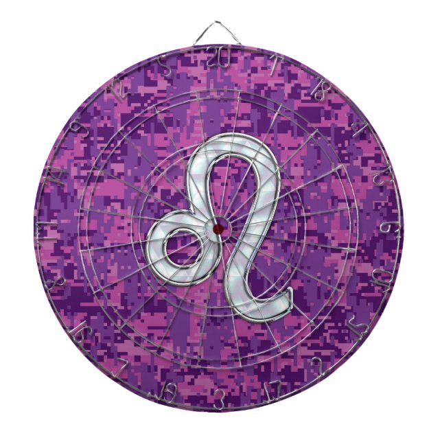 Tablero De Dardos Leo Zodiac - Sinal da Camuflagem Digital Fuchsia (Frente)