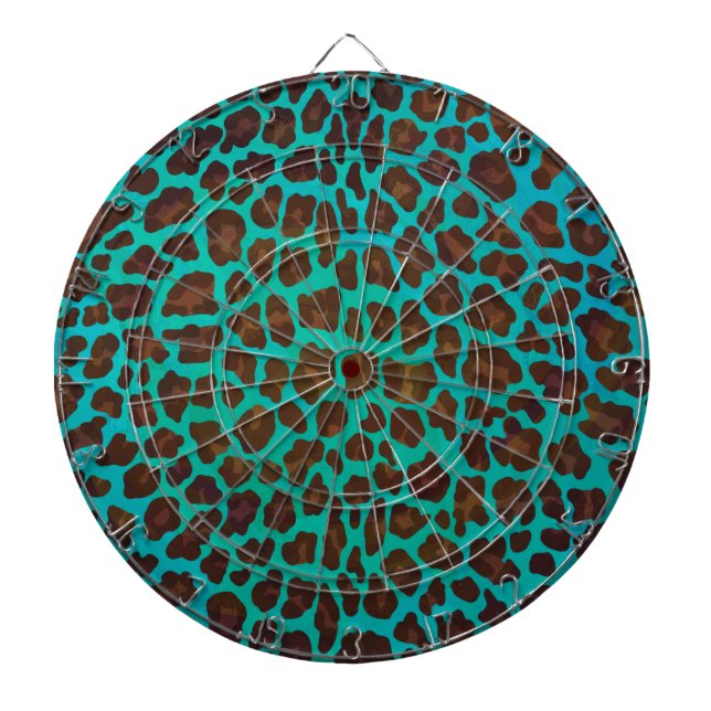 Tablero De Dardos Leopard Brown e Teal Impressão (Frente)