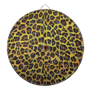 Tablero De Dardos Leopardo Castanho e Impressão Amarelo