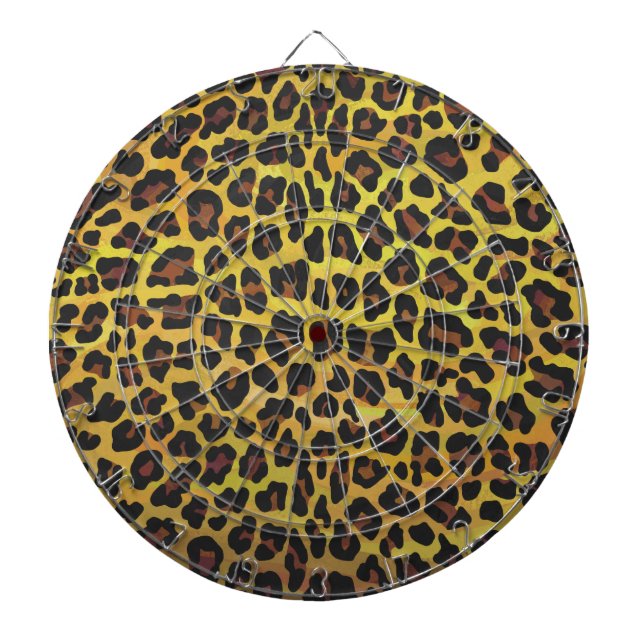 Tablero De Dardos Leopardo Castanho e Impressão Amarelo (Frente)