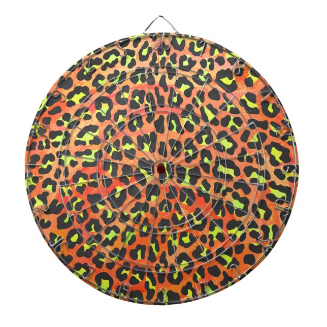 Tablero De Dardos Leopardo Laranja e Impressão amarelo (Frente)