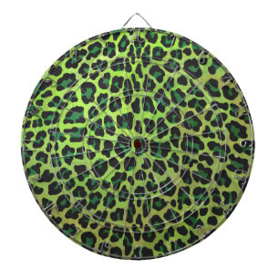 Tablero De Dardos Leopardo Negro e Impressão Verde