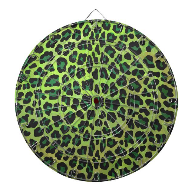 Tablero De Dardos Leopardo Negro e Impressão Verde (Frente)