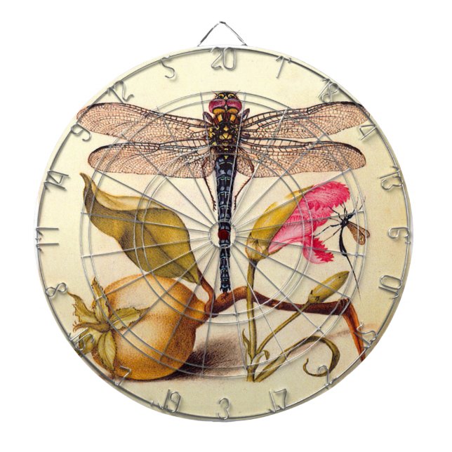 Tablero De Dardos Libélula Arte Botânico da Natureza Hoefnagel (Frente)