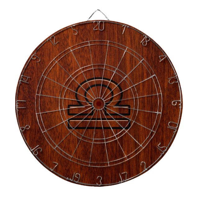 Tablero De Dardos Libra Zodiac Símbolo de Mahogany (Frente)