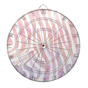Tablero De Dardos Listras de Zebra Rosa e Branco