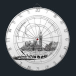 Tablero De Dardos Londres numa bola de vidro.<br><div class="desc">Tinta/caneta de Grafite Desenhante Outra Ilustração Preta-e-Branca</div>