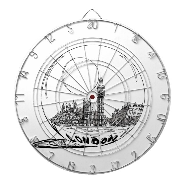 Tablero De Dardos Londres numa bola de vidro. (Frente)