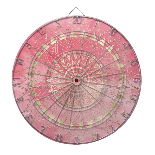 Tablero De Dardos Mandala de ouro moderno (Frente)