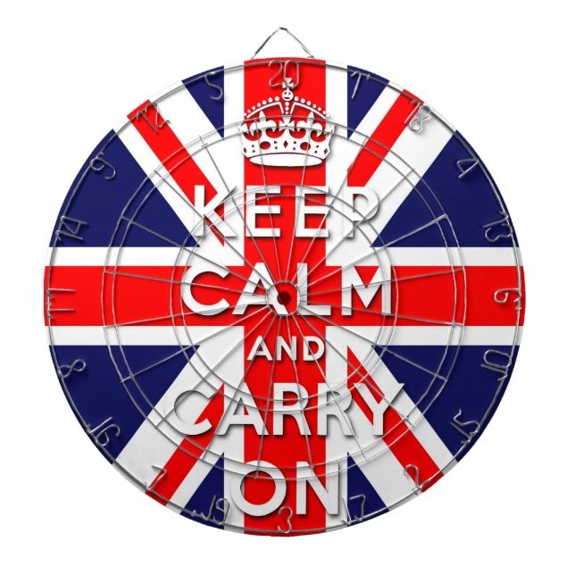 Tablero De Dardos mantenha calmo e continue a bandeira de Union Jack (Frente)