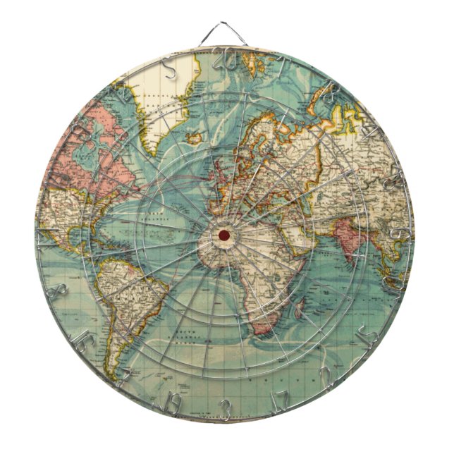Tablero De Dardos Mapa do Mundo Vintage (Frente)