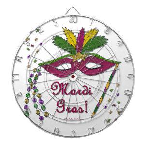 Tablero De Dardos Mardi Gras Mask Feather Miçanga