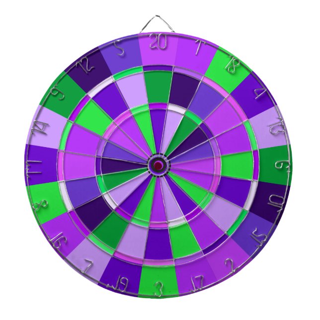 Tablero De Dardos Máscaras da sala de jogo roxa e verde (Frente)