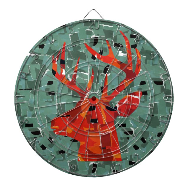 Tablero De Dardos Mosaico de silhueta de cabeça de veado (Frente)