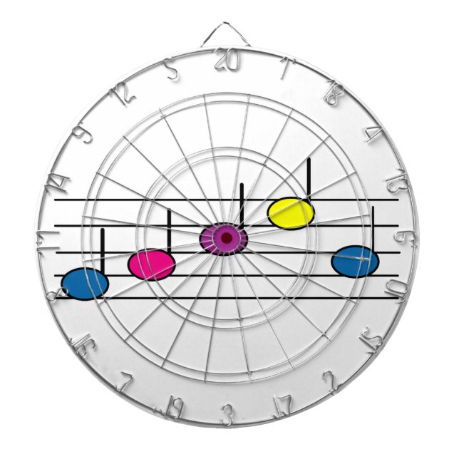 Tablero De Dardos Notas de Música Coloridas (Frente)