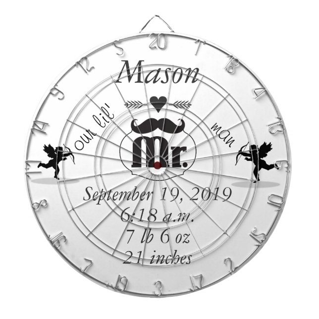 Tablero De Dardos O Sr. Mustache Lil Man Baby Boy Stats (Frente)