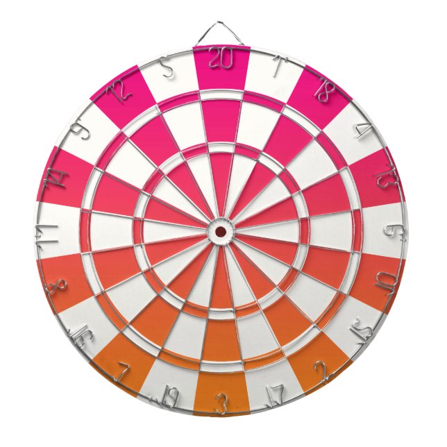 Tablero De Dardos Ombre Rosa Laranja e Branco (Frente)