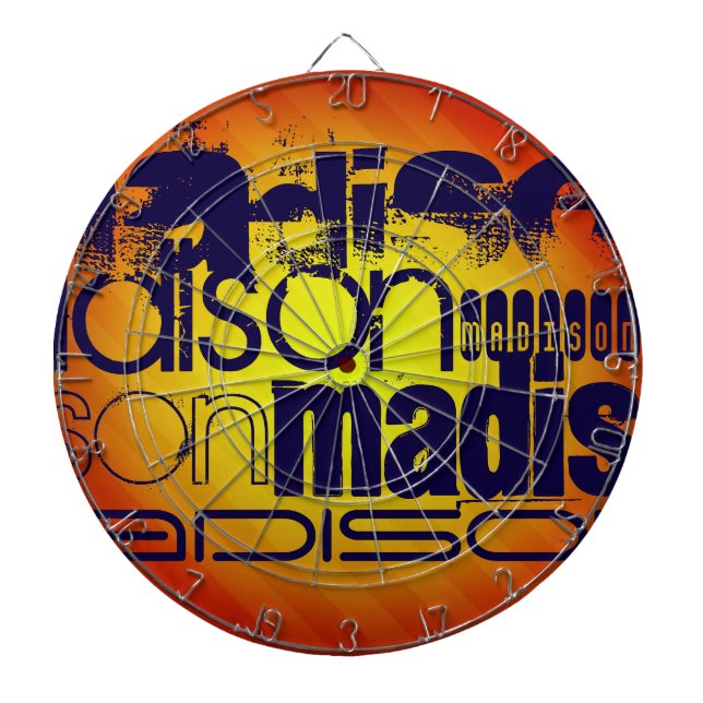 Tablero De Dardos Padrão de Nome Personalizado; Fundo Laranja Amarel (Frente)